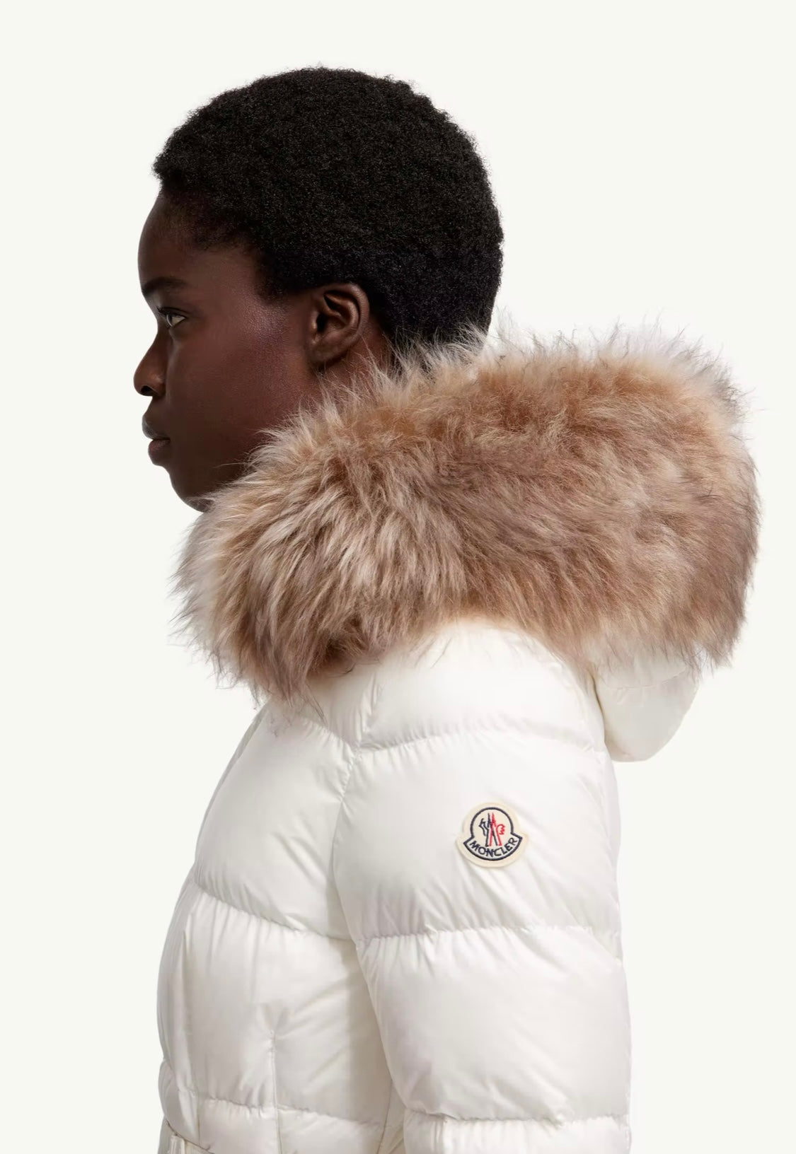 GUBBINO MONCLER DONNA BIANCO CON PELLICCIA BEIGE