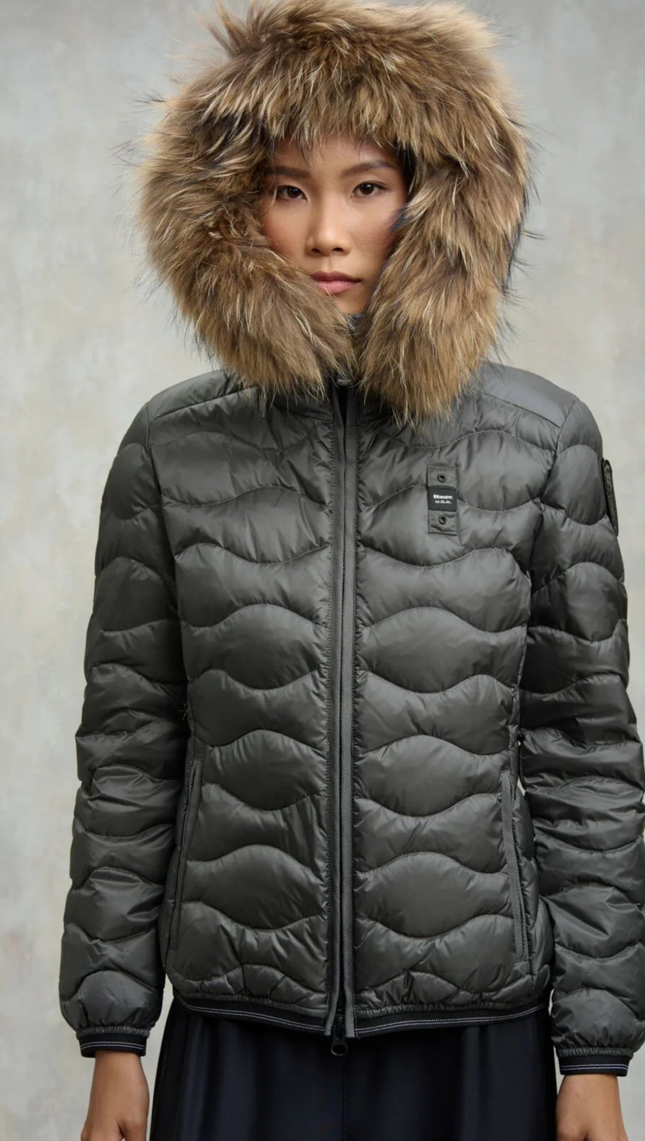 GIUBBINO BLAUER CORTO ONDE DONNA GRIGIO  PELLICCIA