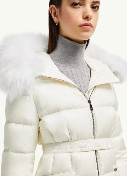 GUBBINO MONCLER DONNA BIANCO CON PELLICCIA BIANCA
