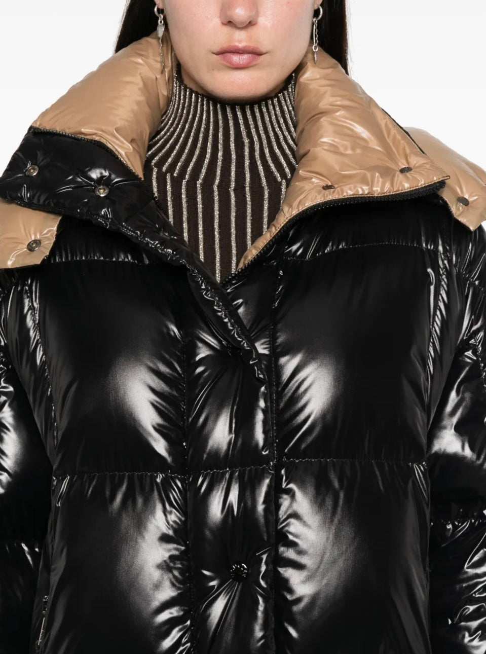 GUBBINO MONCLER DONNA LUNGO NERO/BEIGE