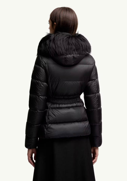 GUBBINO MONCLER DONNA NERO CON PELLICCIA NERA