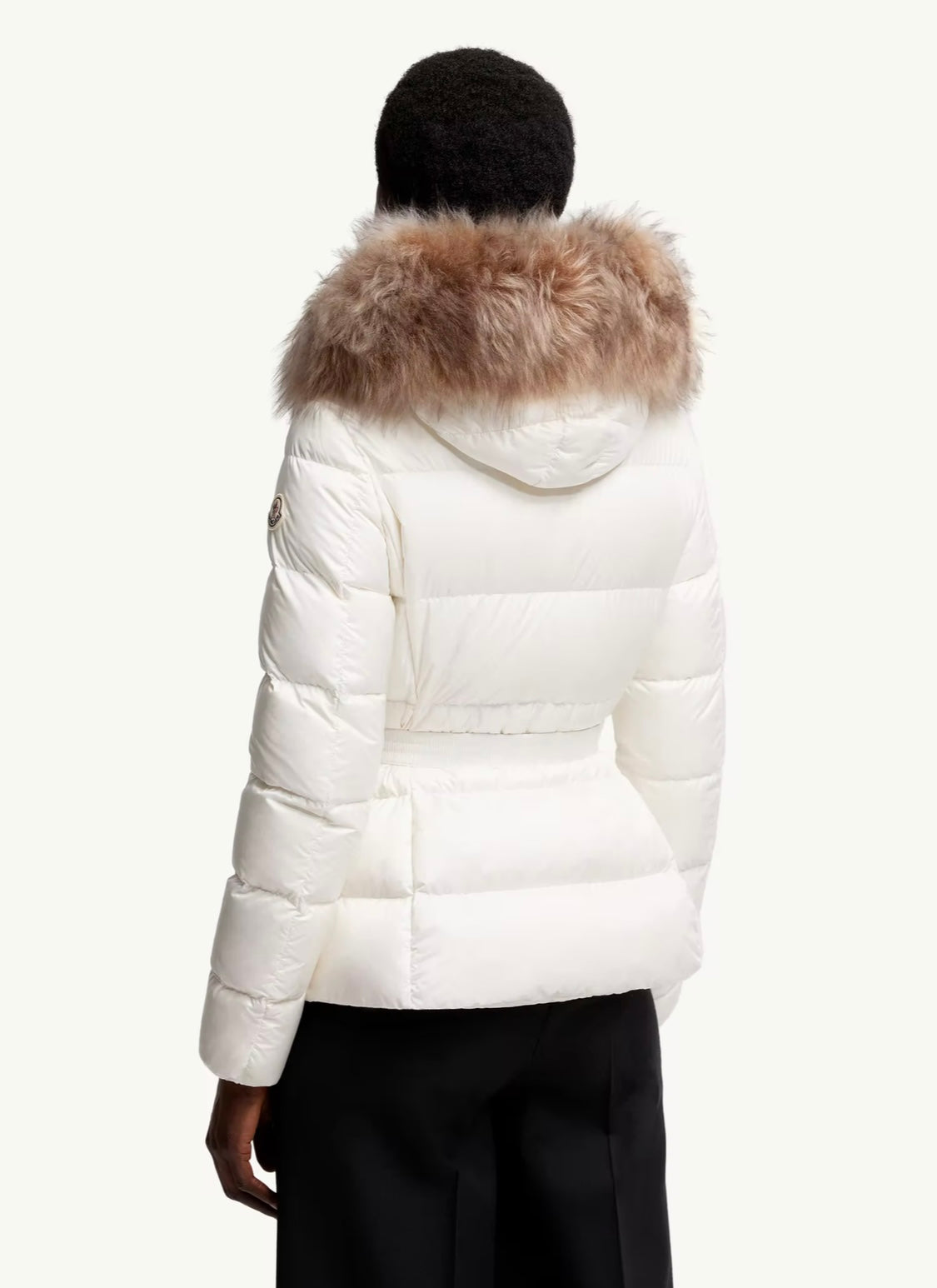 GUBBINO MONCLER DONNA BIANCO CON PELLICCIA BEIGE