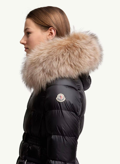 GUBBINO MONCLER DONNA NERO CON PELLICCIA BEIGE