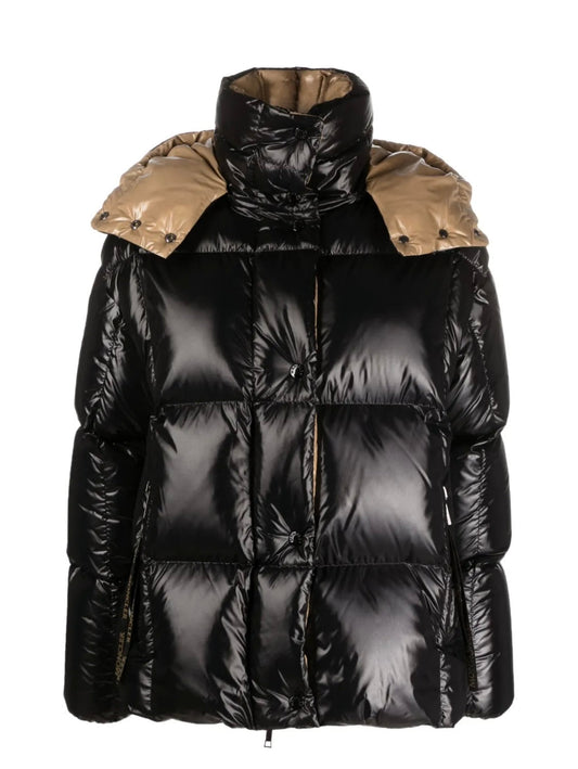 GIUBBINO MONCLER DONNA NERO/MARRONE CON CAPPUCCIO