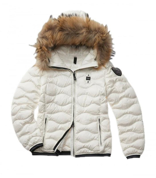 GIUBBINO BLAUER DONNA BIANCO CORTO CON PELLICCIA